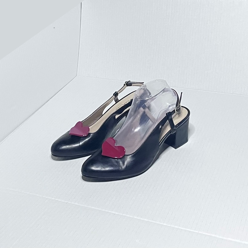 Heart Slingback Block Heels